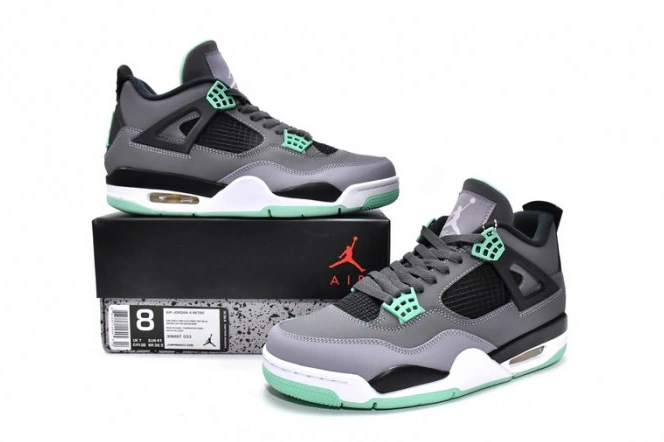 1st Kicks Shoes Glow Air 4 Retro Jordan Green 308497-033 0723
